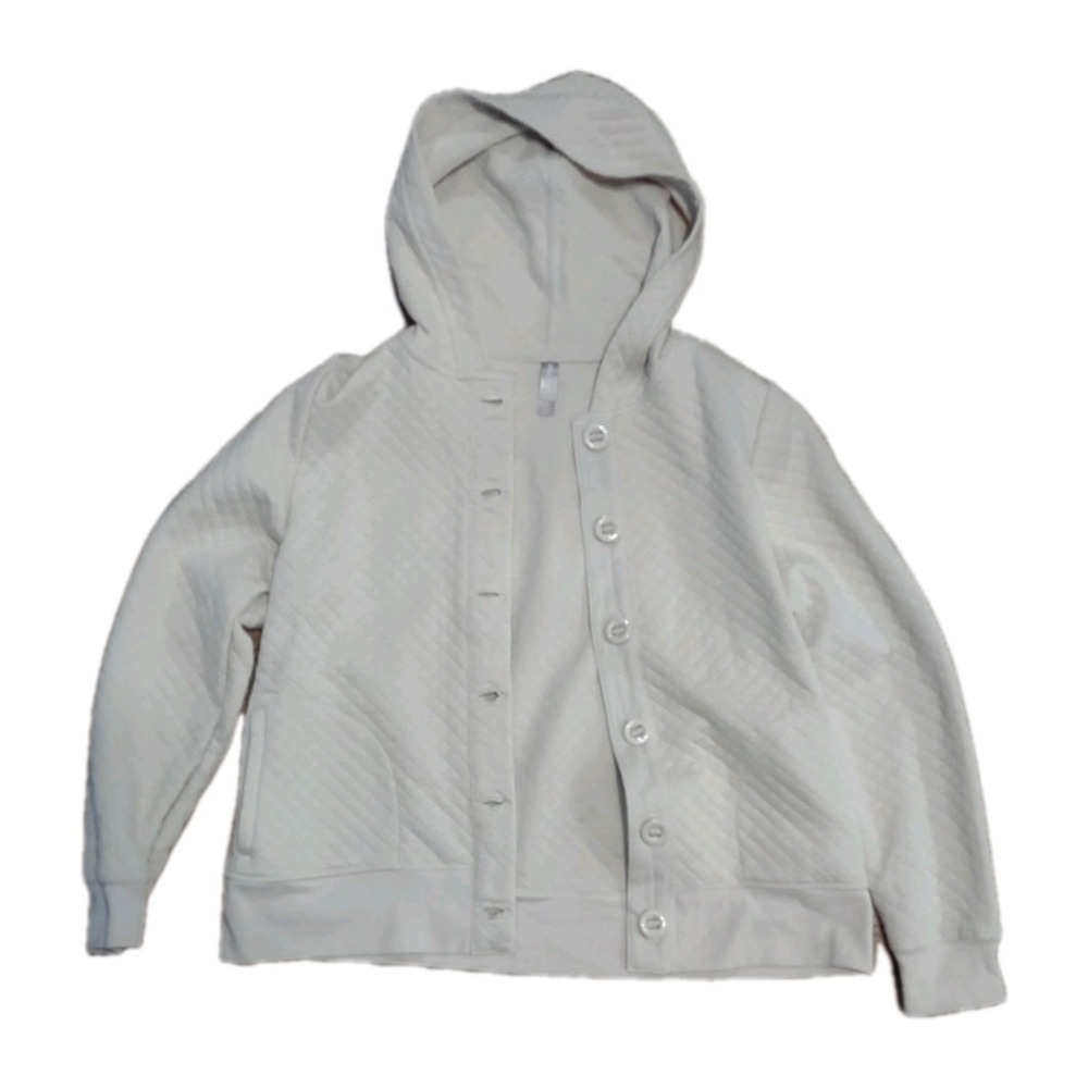 White Stag Women's Quilted Button-Up Hoodie - Tan Sesame - Size Medium (8-10)